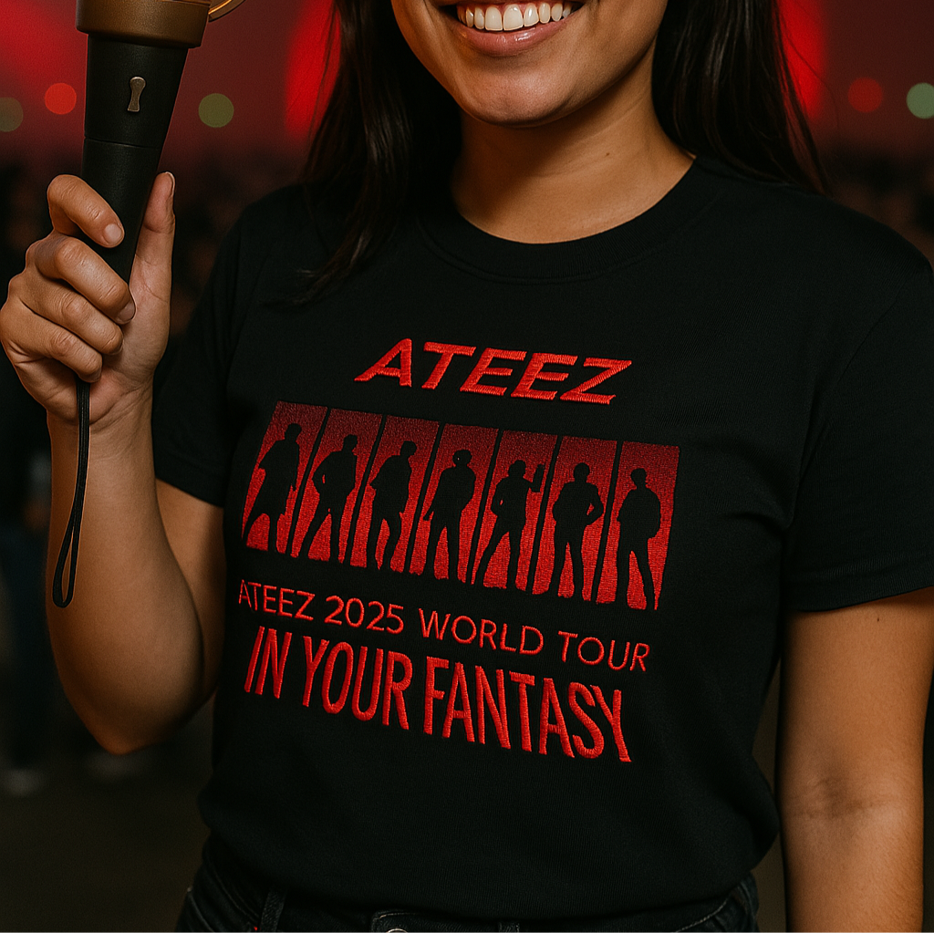 ATEEZ IN YOUR FANTASY TOUR PLAYERA NEGRA BORDADA