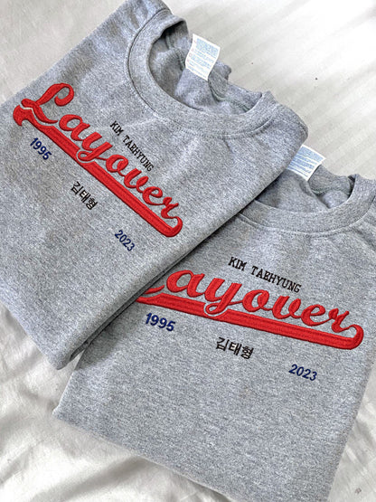 LAYOVER V SUDADERA BORDADA GRIS UNISEX