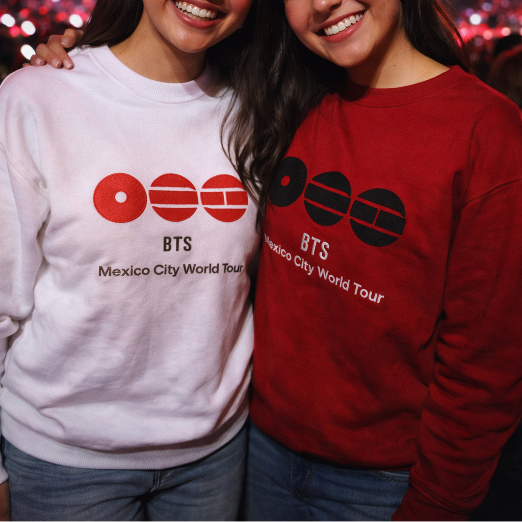 BTS World Tour 2026 – Sudadera Conmemorativa (México City Edition) ROJA O BLANCA