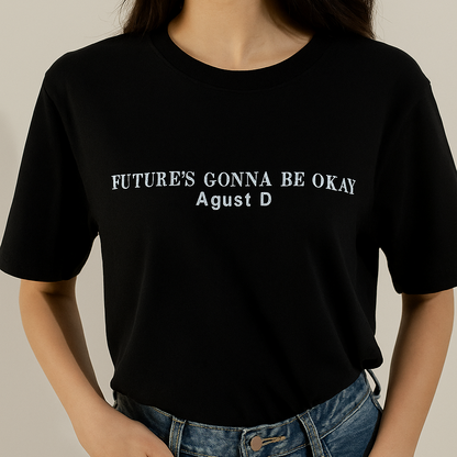FUTURE'S GONNA BE OKAY AGUST D PLAYERA NEGRA BORDADA bts