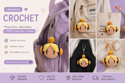 JIMIN LACHIMOLALA BTS CROCHET LLAVERO 10x10CM