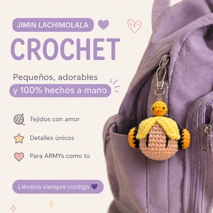JIMIN LACHIMOLALA BTS CROCHET LLAVERO 10x10CM