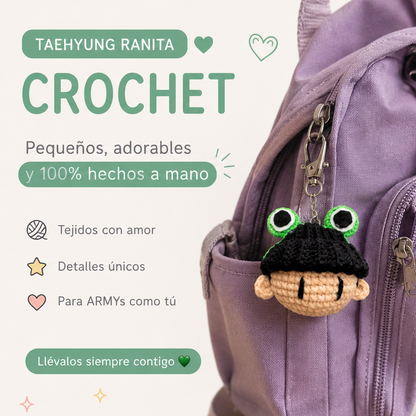TAEHYUNG V RANITA BTS CROCHET LLAVERO 10x10CM