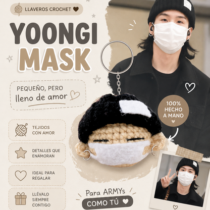 YOONGI BTS CROCHET LLAVERO 10x10CM