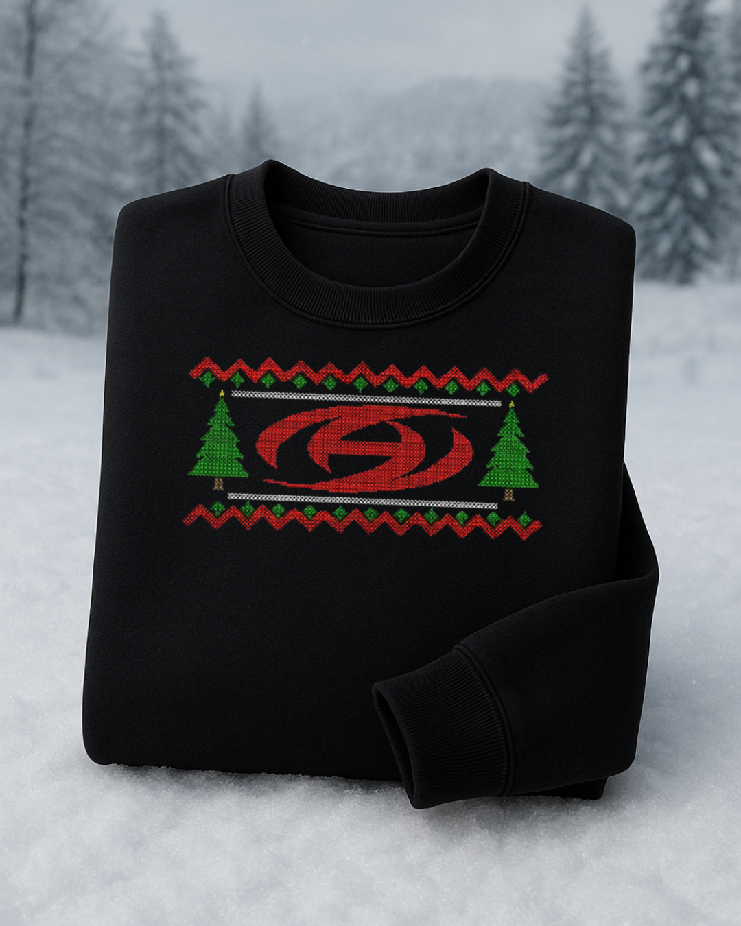 ATEEZ UGLY CHRISTMAS SWEATER SUDADERA NEGRA BORDADA