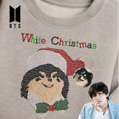 WHITE CHRISTMAS TAEHYUNG YEONTAN V BTS SWEATER SUDADERA BORDADA