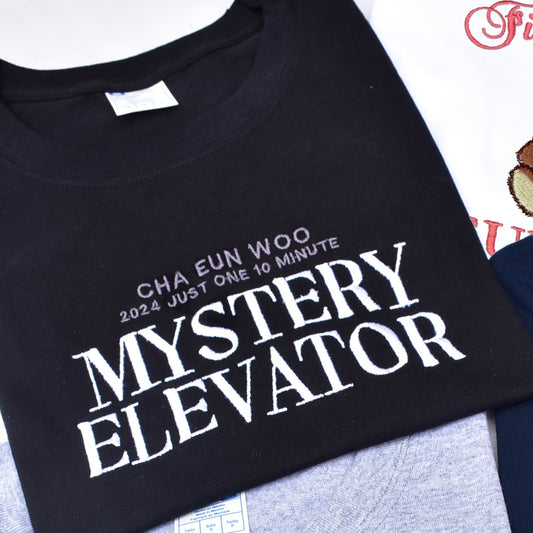 MYSTERY ELEVATOR CHA EUN WOO PLAYERA NEGRA BORDADA