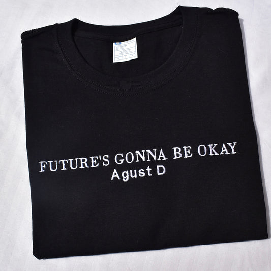 FUTURE'S GONNA BE OKAY AGUST D PLAYERA NEGRA BORDADA