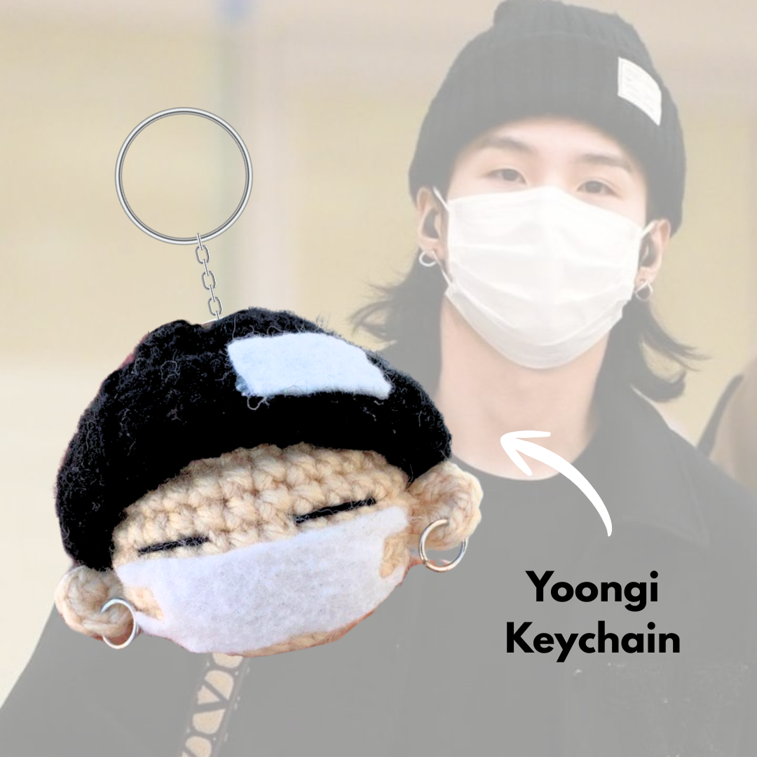 YOONGI BTS CROCHET LLAVERO 10x10CM