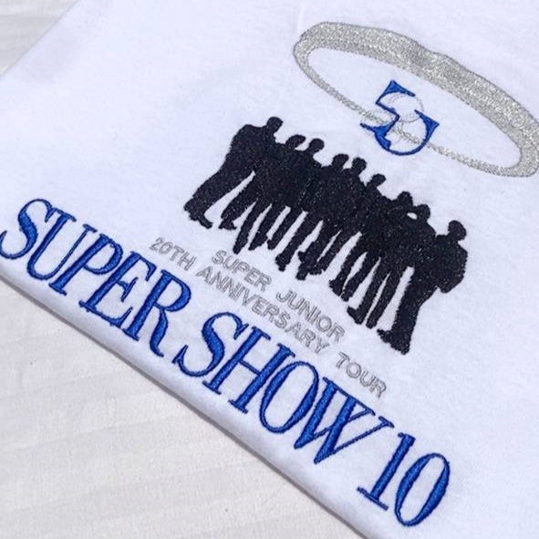 SUPER JUNIOR SUPER SHOW 10 TOUR PLAYERA BLANCA BORDADA